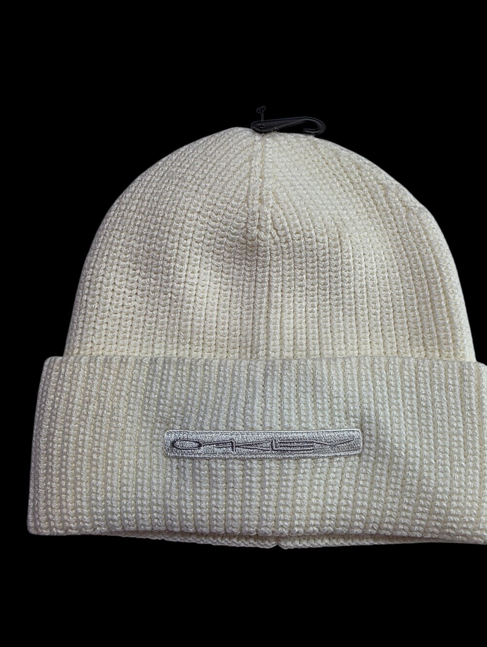 Oakley Cream White Knit Beanie with Subtle Embroidered Logo NWT
